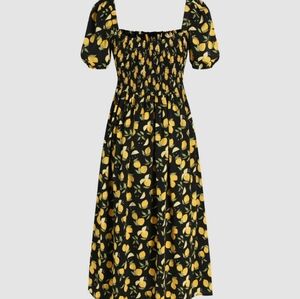 SHEIN Black and Yellow Floral Dress